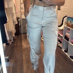 NWT Aritzia Babaton Refined Satin Cargo Pant Matte Pearl 00